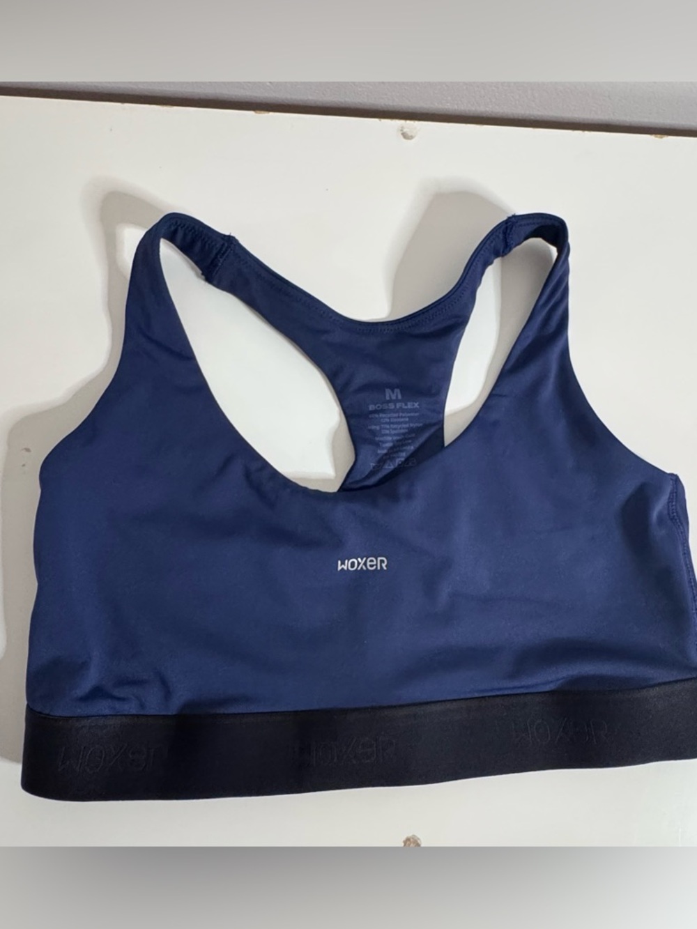 Woxer Navy Blue & Black Racerback Sports Bra